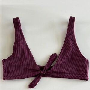 No Boundaries Plum Ribbed Bikini Top